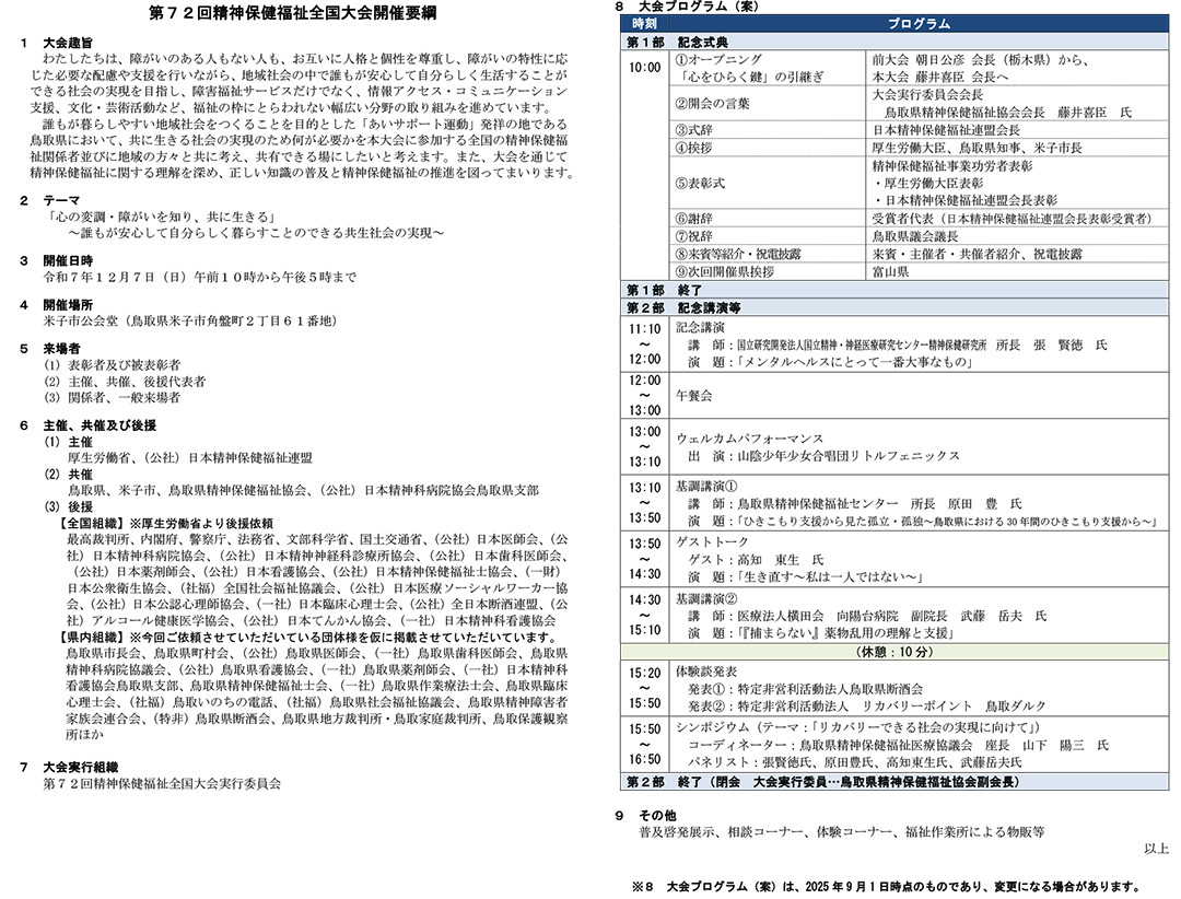 第71回精神保健福祉全国大会開催要綱